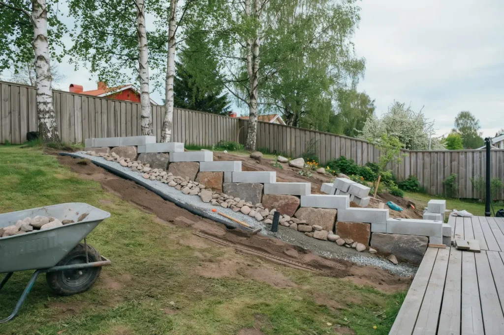 sommarens smarta byggprojekt anl gga st dmur i tr dg rden med r tt grund dr nering och materialval